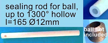 Шток запорный керамический Ø12 х L165мм открытый с двух сторон, отверстие Øi5 мм, Тмакс 1400°C