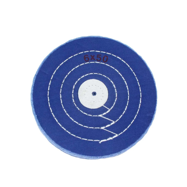 Круг муслиновый синий  6x50 (4 рядная прошивка с кожанным центром)